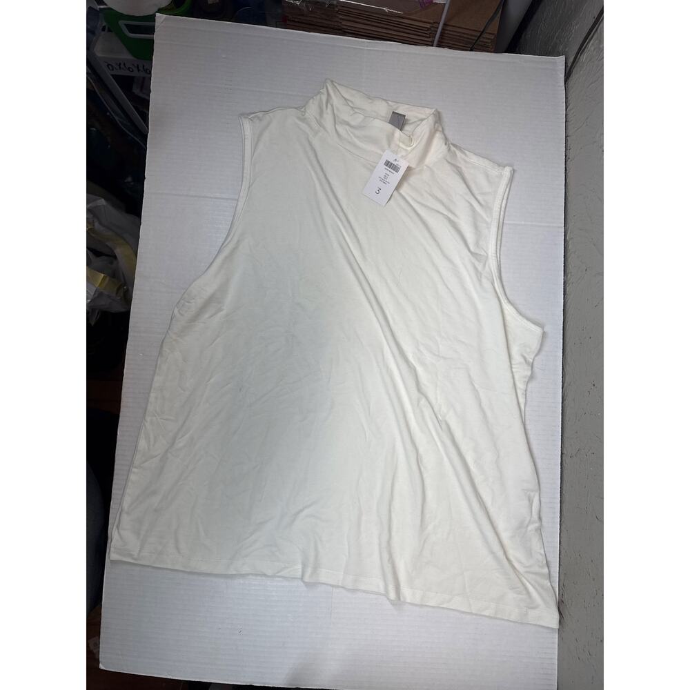 Chicos Mock Neck Sela Layer Tank Top White & Blue Set of 2 Size 3 XL/16 NWT